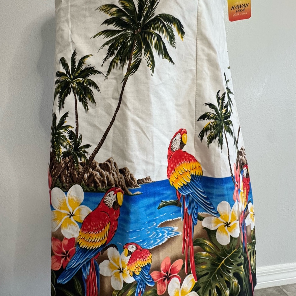 Tropical Print White Midi Dress - Picture 3 of 5